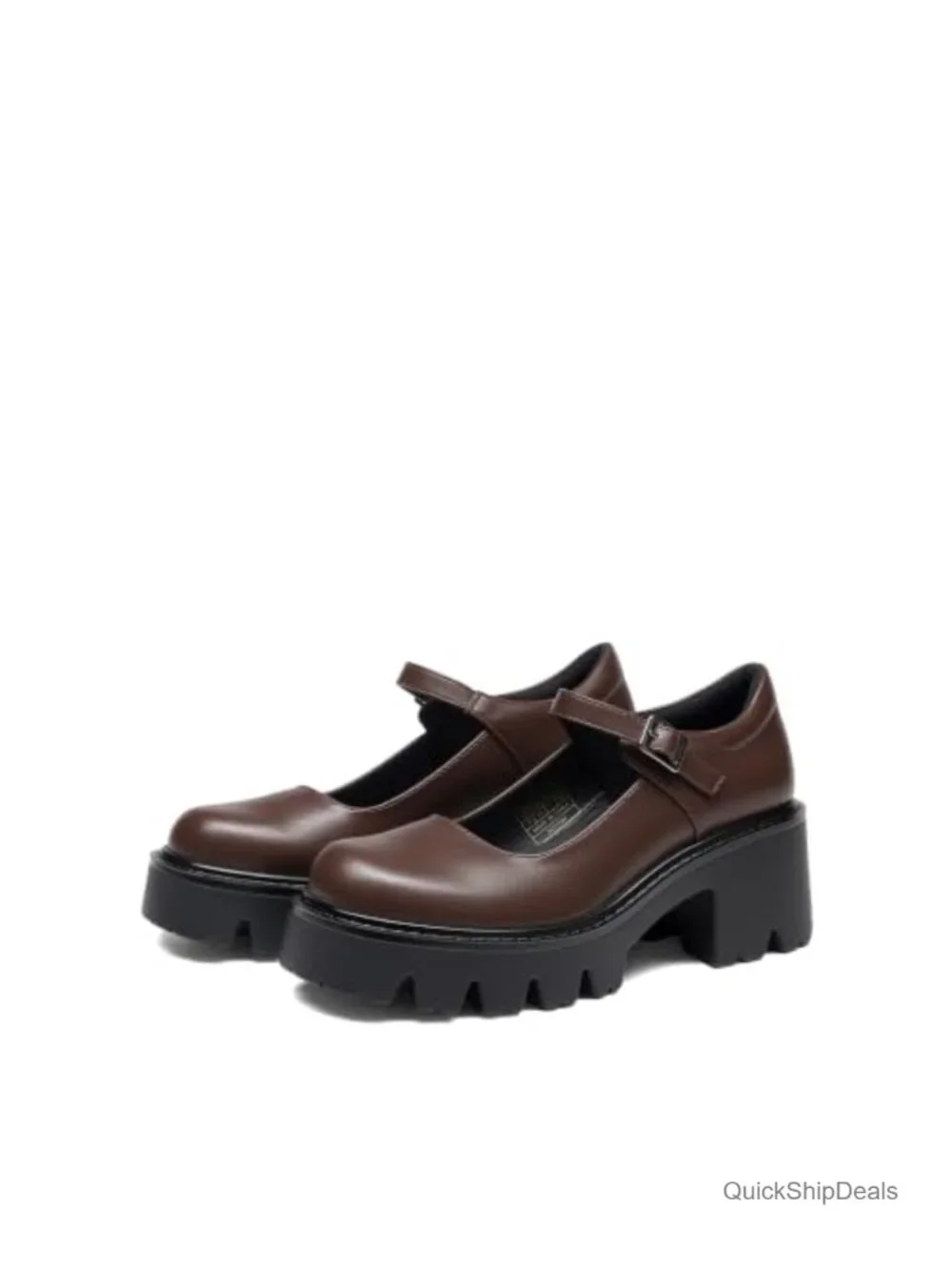 Faux Leather Mary Jane Chunky Platform Pumps Block Heel Y2K Retro